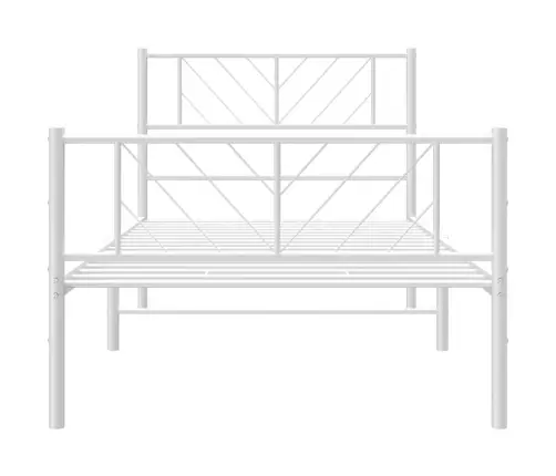 Gultas Rāmis Ar Galvgali Un Kājgali, Balts Metāls, 107X203 Cm Vidaxl