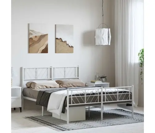 Gultas Rāmis Ar Galvgali Un Kājgali, Balts Metāls, 135X290 Cm Vidaxl