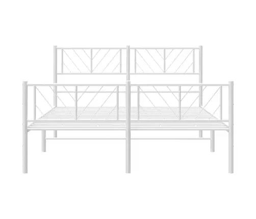 Gultas Rāmis Ar Galvgali Un Kājgali, Balts Metāls, 135X290 Cm Vidaxl