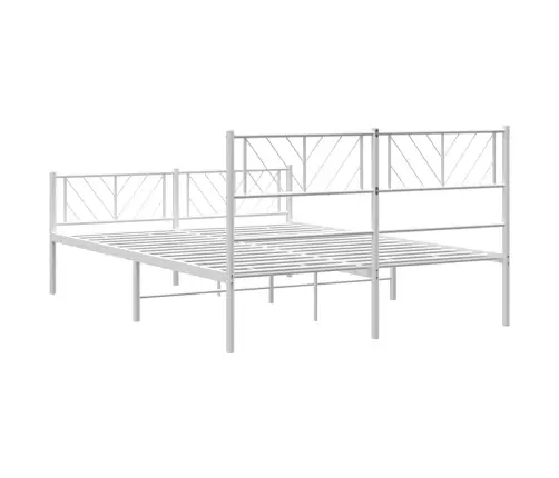 Gultas Rāmis Ar Galvgali Un Kājgali, Balts Metāls, 135X290 Cm Vidaxl