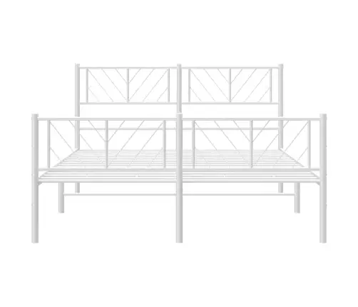 Metallist Voodiraam Peatsi Ja Jalutsiga, Valge, 160 X 200 Cm