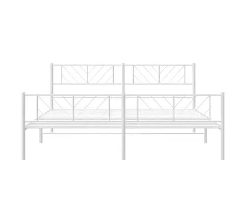 Metallist Voodiraam Peatsi Ja Jalutsiga, Valge, 193X203 Cm