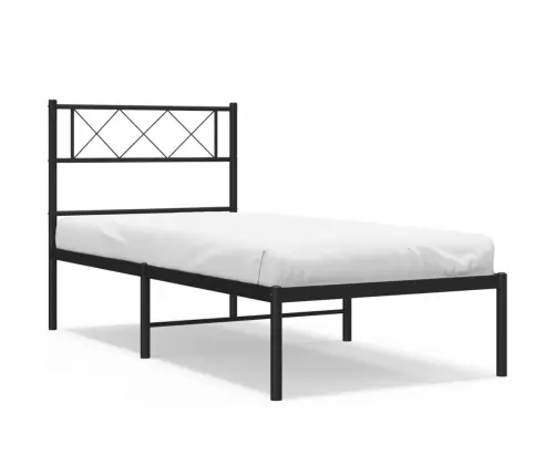 Gultas Rāmis Ar Galvgali, Melns Metāls, 80X200 Cm Vidaxl