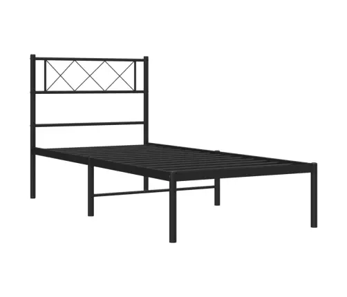 Gultas Rāmis Ar Galvgali, Melns Metāls, 80X200 Cm Vidaxl