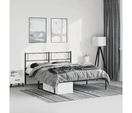 Metallist Voodiraam Peatsiga, Must, 135X190 Cm