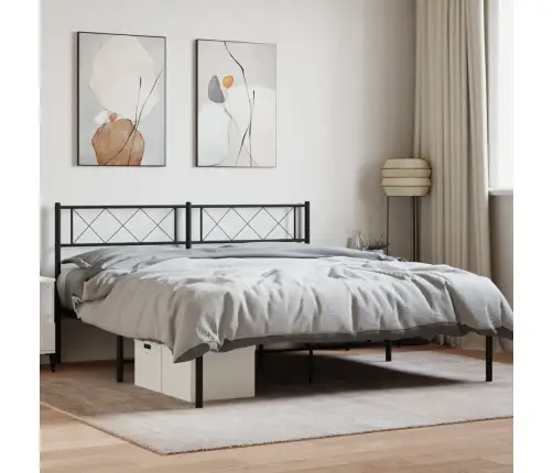 Metallist Voodiraam Peatsiga, Must, 160 X 200 Cm