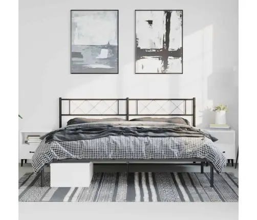 Gultas Rāmis Ar Galvgali, Melns Metāls, 183X213 Cm Vidaxl