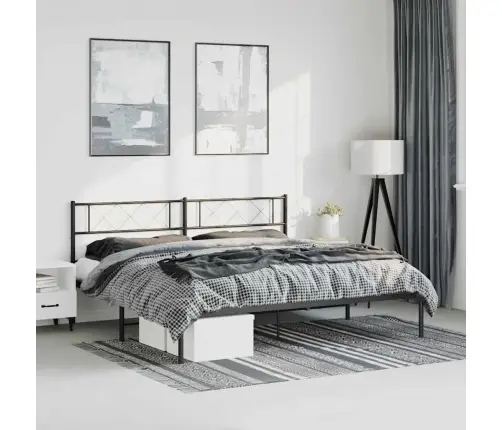 Gultas Rāmis Ar Galvgali, Melns Metāls, 183X213 Cm Vidaxl