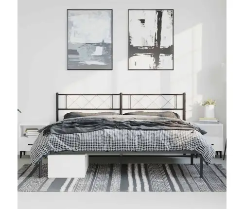 Gultas Rāmis Ar Galvgali, Melns Metāls, 193X203 Cm Vidaxl