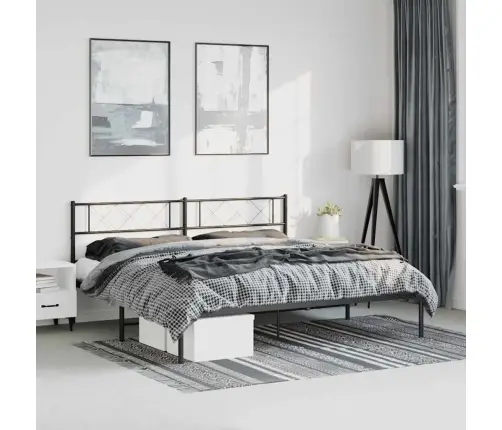 Gultas Rāmis Ar Galvgali, Melns Metāls, 193X203 Cm Vidaxl