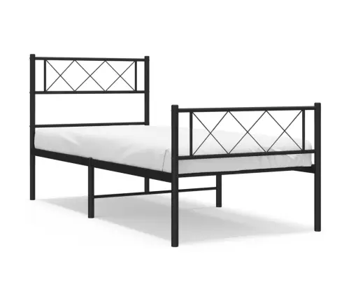 Gultas Rāmis Ar Galvgali Un Kājgali, Melns Metāls, 80X200 Cm Vidaxl