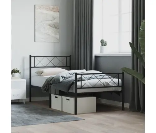 Lovos Rėmas Su Galvūgaliu/Kojūgaliu, Juodas, 107X203cm Metalas