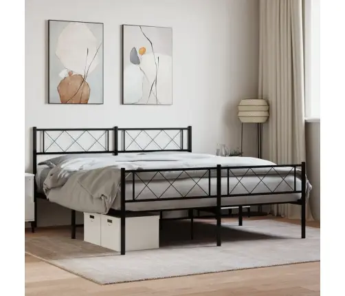 Metāla Gultas Rāmis Bez Matrača, Ar Kājgali, Melns, 160X200 Cm Vidaxl