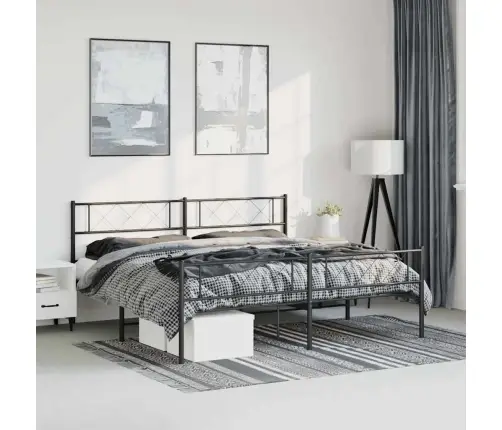 Gultas Rāmis Ar Galvgali Un Kājgali, Melns Metāls, 183X213 Cm Vidaxl