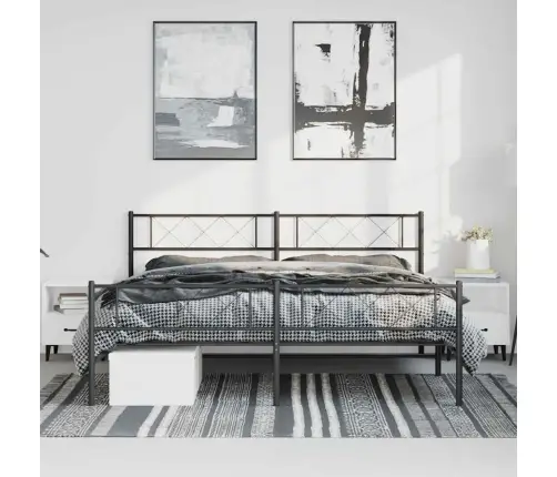 Gultas Rāmis Ar Galvgali Un Kājgali, Melns Metāls, 193X203 Cm Vidaxl