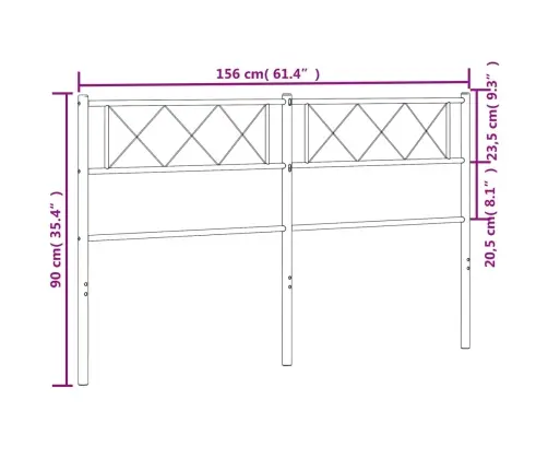 Gultas Galvgalis, Metāls, Melns, 150 Cm Vidaxl