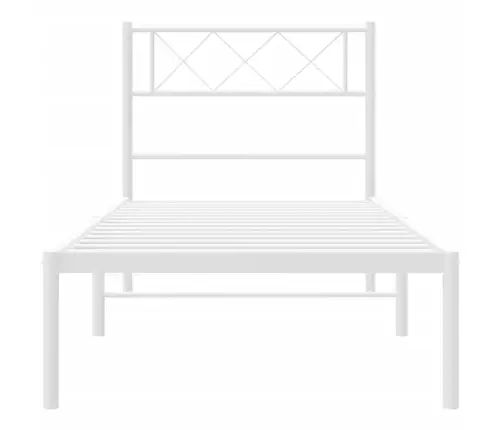 Gultas Rāmis Ar Galvgali, Balts Metāls, 90X190 Cm Vidaxl