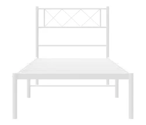 Metalinis Lovos Rėmas Su Galvūgaliu, Baltos Spalvos, 100X190Cm