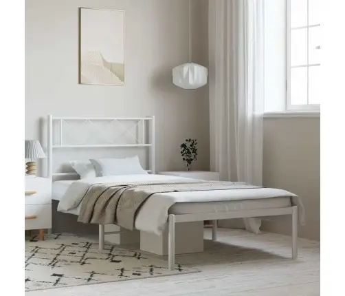 Metalinis Lovos Rėmas Su Galvūgaliu, Baltos Spalvos, 100X190Cm