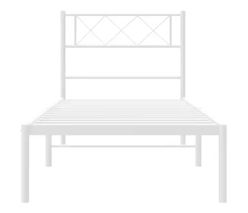 Metallist Voodiraam Peatsiga, Valge, 107X203 Cm