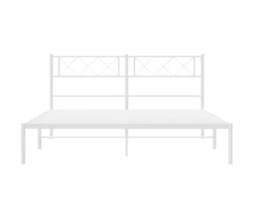 Gultas Rāmis Ar Galvgali, Balts Metāls, 120X200 Cm Vidaxl