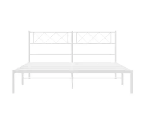 Gultas Rāmis Ar Galvgali, Balts Metāls, 135X190 Cm Vidaxl