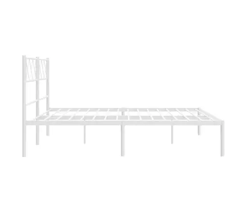 Gultas Rāmis Ar Galvgali, Balts Metāls, 135X190 Cm Vidaxl