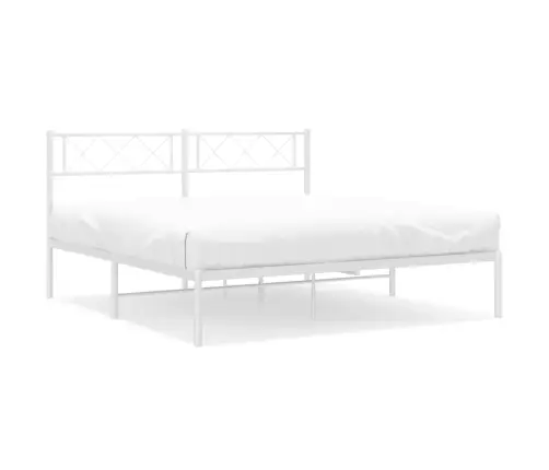 Gultas Rāmis Ar Galvgali, Balts Metāls, 160X200 Cm Vidaxl