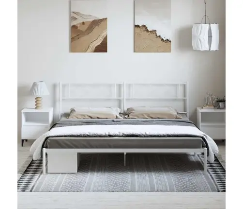 Gultas Rāmis Ar Galvgali, Balts Metāls, 183X213 Cm Vidaxl