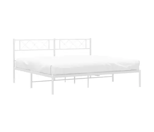 Gultas Rāmis Ar Galvgali, Balts Metāls, 183X213 Cm Vidaxl