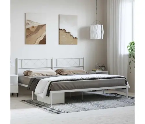 Gultas Rāmis Ar Galvgali, Balts Metāls, 183X213 Cm Vidaxl