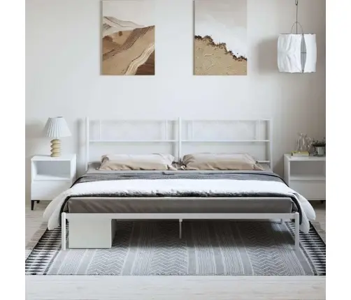 Gultas Rāmis Ar Galvgali, Balts Metāls, 193X203 Cm Vidaxl