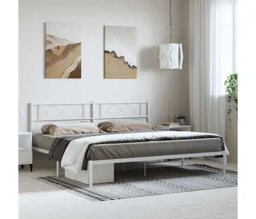 Gultas Rāmis Ar Galvgali, Balts Metāls, 193X203 Cm Vidaxl