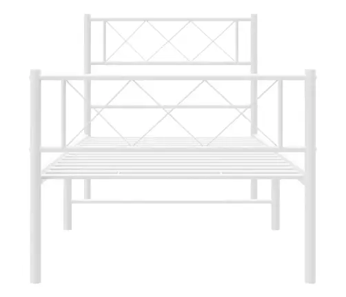 Gultas Rāmis Ar Galvgali Un Kājgali, Balts Metāls, 80X200 Cm Vidaxl