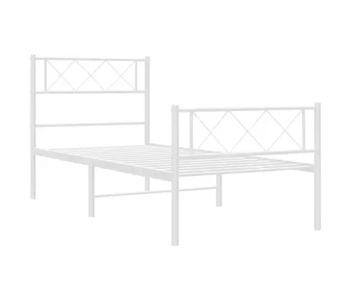 Gultas Rāmis Ar Galvgali Un Kājgali, Balts Metāls, 80X200 Cm Vidaxl