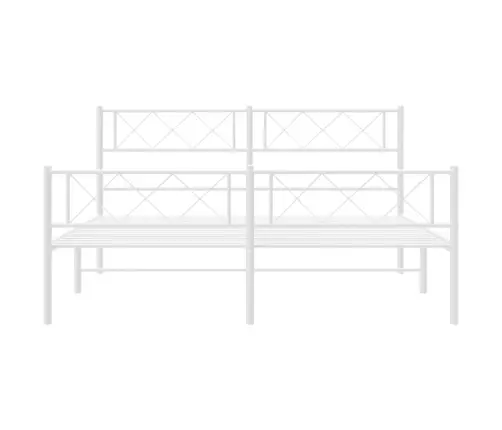 Gultas Rāmis Ar Galvgali Un Kājgali, Balts Metāls, 140X190 Cm Vidaxl