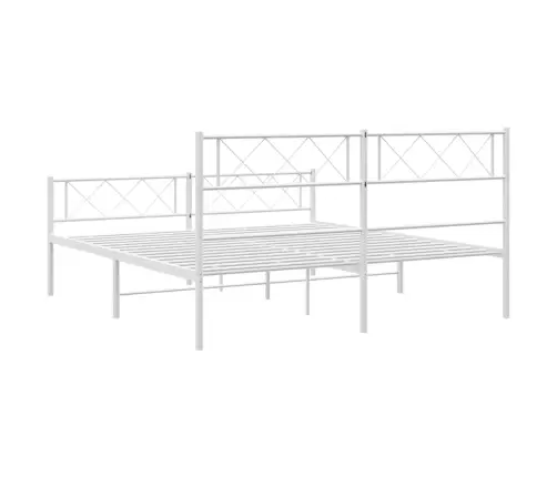 Gultas Rāmis Ar Galvgali Un Kājgali, Balts Metāls, 140X190 Cm Vidaxl
