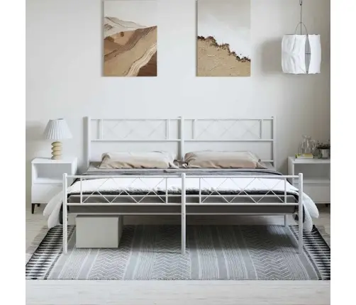 Lovos Rėmas Su Galvūgaliu/Kojūgaliu, Baltas, 183X213cm Metalas