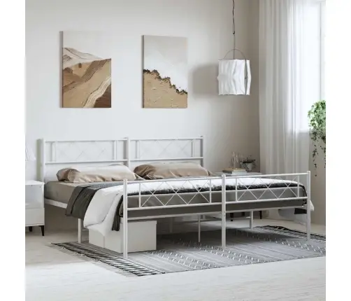 Lovos Rėmas Su Galvūgaliu/Kojūgaliu, Baltas, 183X213cm Metalas