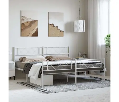 Lovos Rėmas Su Galvūgaliu/Kojūgaliu, Baltas, 193X203cm Metalas