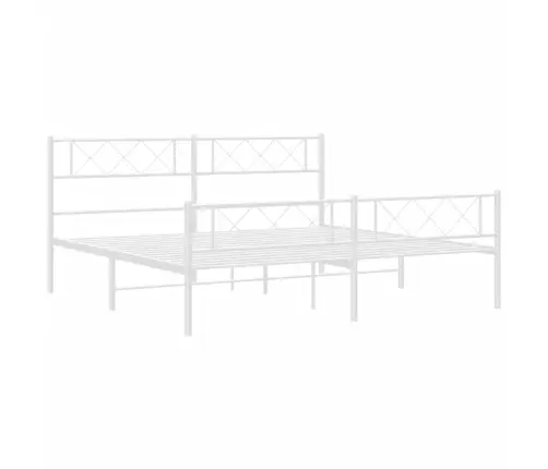 Gultas Rāmis Ar Galvgali Un Kājgali, Balts Metāls, 200X200 Cm Vidaxl