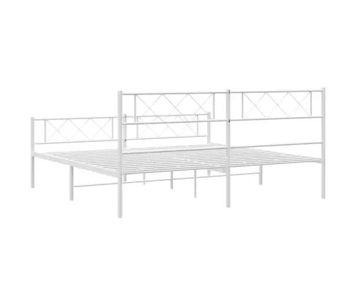 Gultas Rāmis Ar Galvgali Un Kājgali, Balts Metāls, 200X200 Cm Vidaxl
