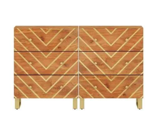 Šoninės Spintelės, 2Vnt., Rudos Ir Juodos, 60X33,5X75cm Mango Šoninės Spintelės, 2Vnt., Rudos Ir Juodos, 60X33,5X75cm Mango