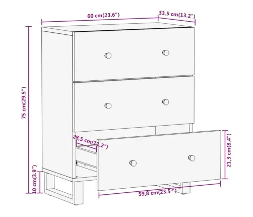 Šoninės Spintelės, 2Vnt., Rudos Ir Juodos, 60X33,5X75cm Mango Šoninės Spintelės, 2Vnt., Rudos Ir Juodos, 60X33,5X75cm Mango
