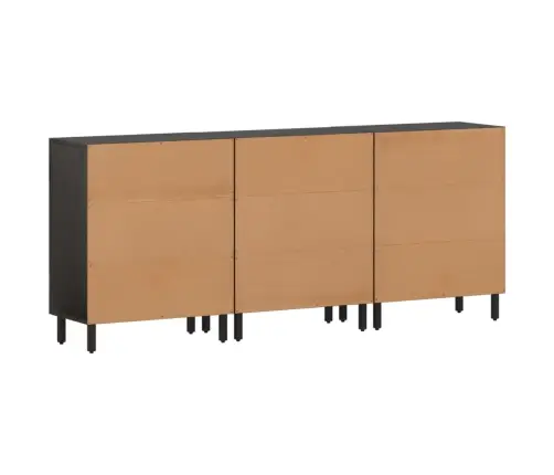 Skapīši, 3 Gab., Melns, 60X33X75 Cm, Mango Masīvkoks Vidaxl