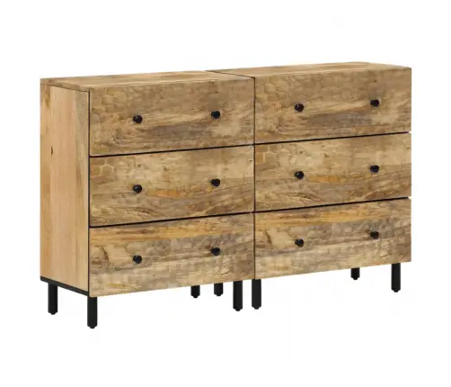 Šoninės Spintelės, 2Vnt., 60X33X75cm Mango Medienos Masyvas