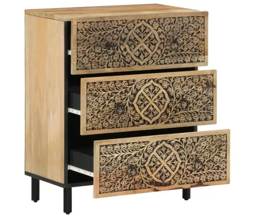 Šoninės Spintelės, 3Vnt., 60X33X75cm Mango Medienos Masyvas