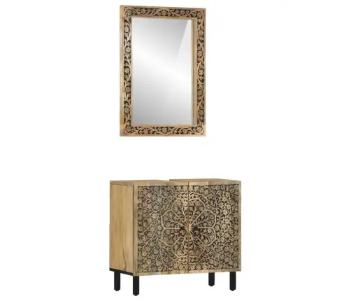 Vonios Kambario Baldų Komplektas, 2 Dalių, Mango Masyvas