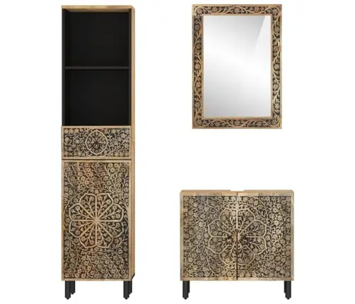 3-Daļīgs Vannasistabas Mēbeļu Komplekts, Mango Masīvkoks Vidaxl