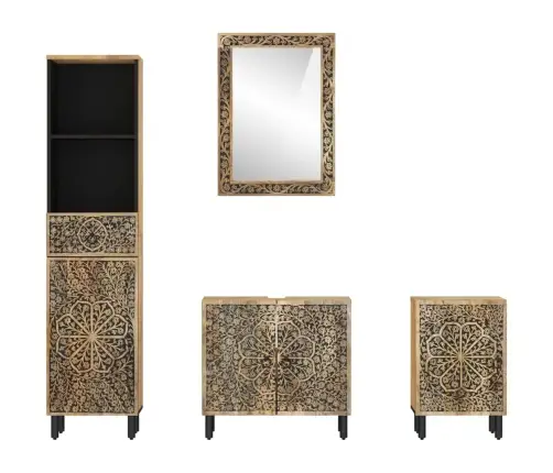 4-Daļīgs Vannasistabas Mēbeļu Komplekts, Mango Masīvkoks Vidaxl